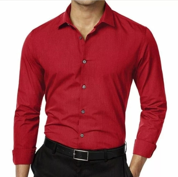 Alfani Other - Alfani Stretch Red Pinstripe Slim Fit Dress Shirt